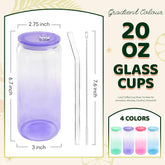 20 oz Glass Cups with Acrylic Lids (Gradient Color Bottom)